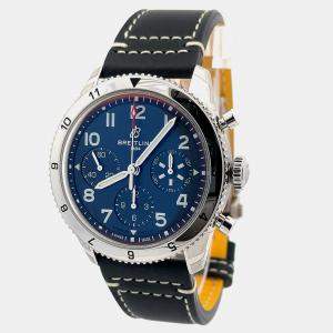 مملوكة مسبقًا Breitling Avi Chronograph 42 Tribute To Vought F4U Corsair A233801A1C1X1 Automatic Blue Stainless Steel Men's Wristwatch 42mm