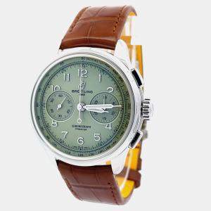 Pre Owned Breitling Top Time AB0930D31L1P1 Green Stainless Steel Manual Winding Men's Watches 40mm