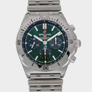 Breitling Green Stainless Steel Chronomat AB0134101L1A1 Automatic Chronograph Men's Wristwatch 42 mm