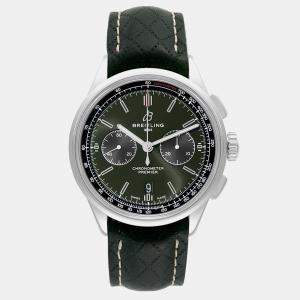 Breitling Green Stainless Steel Premier AB0118 Automatic Men's Wristwatch 42 mm