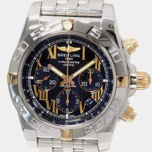 Breitling Black 18k Yellow Gold Stainless Steel Chronomat Automatic Men's Wristwatch 44 mm