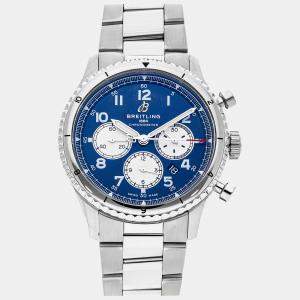 Breitling Blue Stainless Steel Aviator AB0119131C1A1 Automatic Men's Wristwatch 43 mm