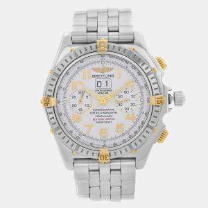 Breitling White 18k Yellow Gold Stainless Steel Crosswind B44356 Automatic Men's Wristwatch 44 mm