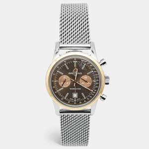 Breitling Brown 18k Rose Gold Stainless Steel Transocean U4131012 Men's Wristwatch 38 mm