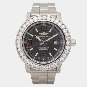 Breitling Customised Silver 8.75CT Diamond Stainless Steel Colt 44 A74387 Quartz Men's Wristwatch 44mm