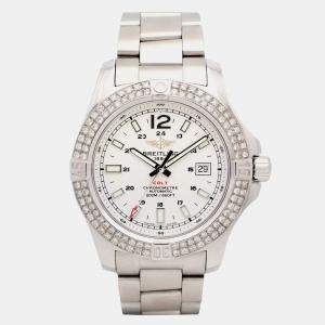 Breitling Customised White 1.90CT Diamond Stainless Steel Colt A17388 Automatic Men's Wristwatch 44mm