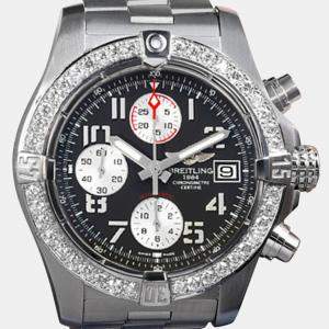 Breitling Customised Black Diamond Stainless Steel Avenger II A13381 Automatic Men's Wristwatch 43mm