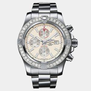 Breitling Customised Silver Diamond Stainless Steel style A1337111 Automatic Men's Wristwatch 48mm