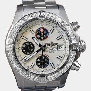 Breitling Customised Cream Diamond Stainless Steel Avenger II A13381 Automatic Men's Wristwatch 43mm