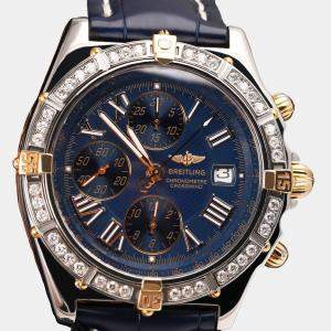 Breitling Blue Diamond 18K Yellow Gold Stainless Steel Crosswind B13355 Automatic Men's Wristwatch 43mm