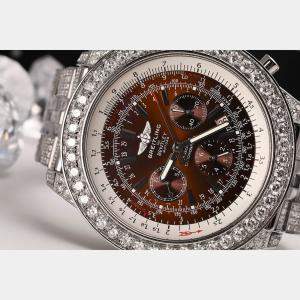 Breitling Customised 20.00CT Diamond Stainless Steel Bentley A25362 Automatic Men's Wristwatch 48mm