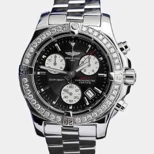 Breitling Customised Black Diamond Stainless Steel Colt A73380 Quartz Men's Wristwatch 41 mm
