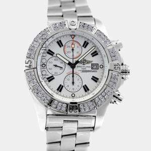 Breitling Customised White 2.00 Ct Diamond Stainless Steel Aeromarine Super Avenger A13370 Automatic Men's Wristwatch 40mm