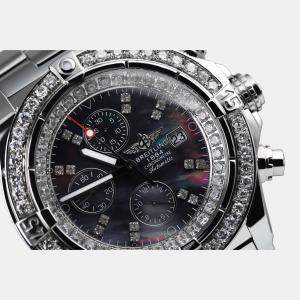 Breitling Customised Black MOP Diamond Stainless Steel Super Avenger Automatic Men's Wristwatch 48 mm