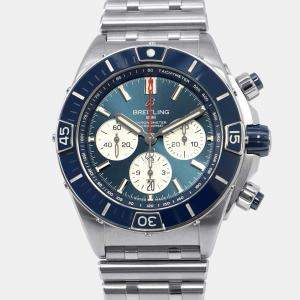 Breitling Blue Stainless Steel Super Chronomat AB0136161C1A1/AB0136 Automatic Men's Wristwatch 44 mm