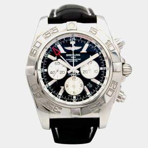 Breitling Black Stainless Steel Chronometre AB0410 Automatic Chronograph Men's Wristwatch 48 mm