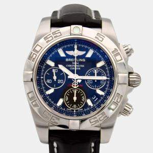 Breitling Blue Stainless Steel Chronomat AB0141 Automatic Chronograph Men's Wristwatch 41 mm