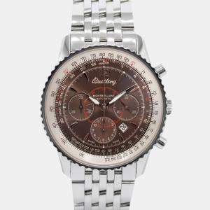 Breitling Brown Stainless Steel Montbrillant A41370 Automatic Men's Wristwatch 38 mm