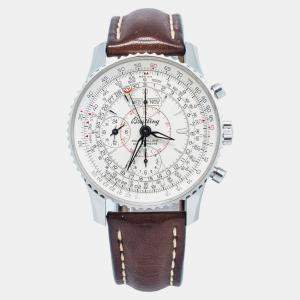 Breitling White Stainless Steel Montbrillant A21330 Automatic Men's Wristwatch 43mm