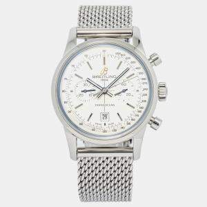 Breitling Transocean Chronograph A41310 Automatic White Stainless Steel Men's Wristwatch 38 mm