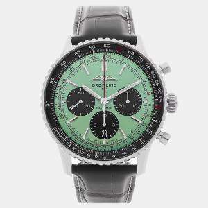 Pre Owned Pre-Owned Breitling Navitimer AB0138241L1P1 Automatic Green Men's Wristwatch 43 mm