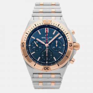 Pre Owned Breitling Chronomat UB0134101C1U1 Automatic Blue Stainless Steel 18k Rose Gold Men’s Wristwatch 42 mm