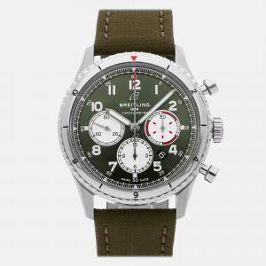 Pre Owned Breitling Aviator 8 AB01192A1L1X1 Automatic Green Stainless Steel Men’s Wristwatch 43 mm