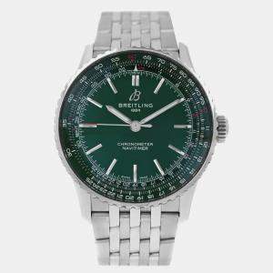 Pre Owned Breitling Navitimer A17329 Automatic Green Stainless Steel Men's Wristwatch 41 mm