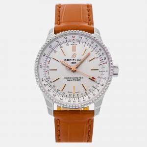 Pre Owned ساعة يد رجالي بريتلينغ نافيتايمر ستانلس ستيل فضي أوتوماتيكية A17395F41G1P3 35 مم