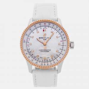 Pre Owned Breitling Navitimer U17395211A1P4 Automatic MOP White 18k Rose Gold Stainless Steel Men’s Wristwatch 41 mm