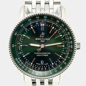 Pre Owned Breitling Navitimer A17326 Automatic Green Stainless Steel Unisex Wristwatch 41 mm