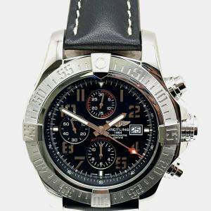 Pre Owned Breitling Super Avenger II A13371 Automatic Black Stainless Steel Men's Wristwatch 48 mm