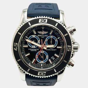 Pre Owned Breitling Superocean Chronograph M2000 A73310 Quartz Black Stainless Steel Men's Wristwatch 46 mm