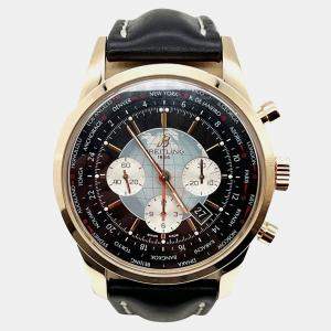 Pre Owned Breitling Transocean RB0510 Automatic Silver 18K Rose Gold Men's Wristwatch 46 mm