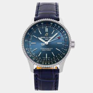 Pre Owned Pre-Owned Breitling Navitimer A17395161C1P2 Blue Automatic Stainless Steel Men's Wristwatch 35 mm
