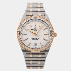 Pre Owned Pre-Owned Breitling Chronomat U10380591A1U1 Silver Automatic 18k Rose Gold Stainless Steel Men's Wristwatch 36 mm