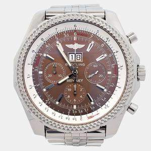 Pre Owned Breitling Bentley A44362 Automatic Brown Stainless Steel Men's Wristwatch 49 mm
