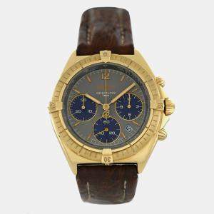 Pre Owned Breitling Chrono Sextant K55045 Quartz Grey 18k Yellow Gold Midsize Men's Wristwatch 36 mm