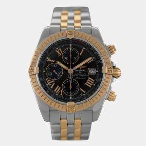 Pre Owned Breitling Chronomat Evolution C13356 Automatic Black 18k Yellow Gold Stainless Steel Men's Wristwatch 44 mm