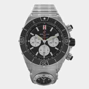 Pre Owned Breitling Super Chronomat A13340 Automatic Black Stainless Steel Men's Wristwatch 44 mm
