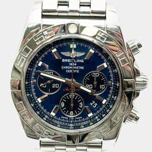 Pre Owned Breitling Chronomat 44 B01 AB0110 Automatic Blue Stainless Steel Men's Wristwatch 44 mm