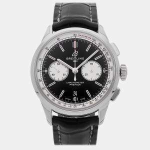 مملوكة مسبقًا ساعة يد رجالي بريتلينج برمير B01 كرونوغراف AB0118371B1P2 أوتوماتيكية سوداء ستانلس ستيل مستعملة 42 مم
