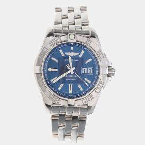 Pre Owned Breitling Galactic A49350 Automatic Blue Stainless Steel Men's Wristwatch 41 mm