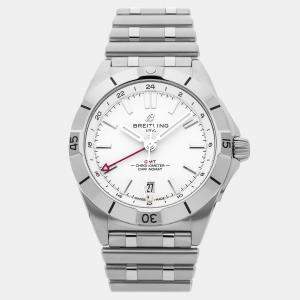 Pre Owned ساعة يد رجالية بريتلينغ كرونومات جي إم تي A32398101A1A1 أوتوماتيكية فضية ستانلس ستيل مستعملة 40 مم