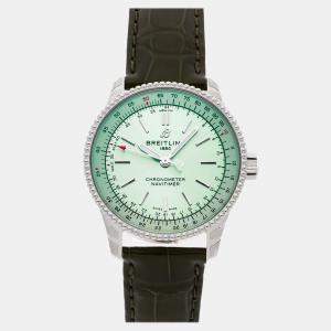 مملوكة مسبقًا Pre-Owned Breitling Navitimer A17395361L1P1 Green Automatic Stainless Steel Men's Wristwatch 35 mm