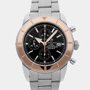 مملوكة مسبقًا Breitling Superocean Heritage Chronograph U1332012/B908 Black Stainless Steel Men's Wristwatch 46mm