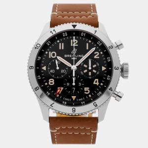 Pre Owned Breitling Super Avi B04 Chronograph GMT P-51 Mustang AB04453A1B1X1 Black Stainless Steel Automatic Men's Watches 46mm