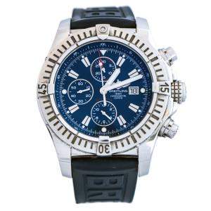 Breitling Blue Stainless Steel Super Avenger A13370 Men's Wristwatch 48 mm