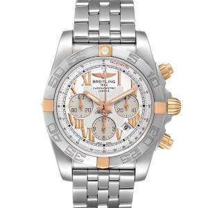 Breitling Silver 18K Rose Gold And Stainless Steel Chronomat IB0110 Men's Wristwatch 43.5 MM