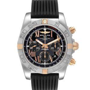 Breitling Black 18K Rose Gold And Stainless Steel Chronomat Evolution CB0110 Men's Wristwatch 45 MM